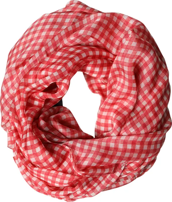 Red Checkered Silk Neck Wrap Shawl Scarf