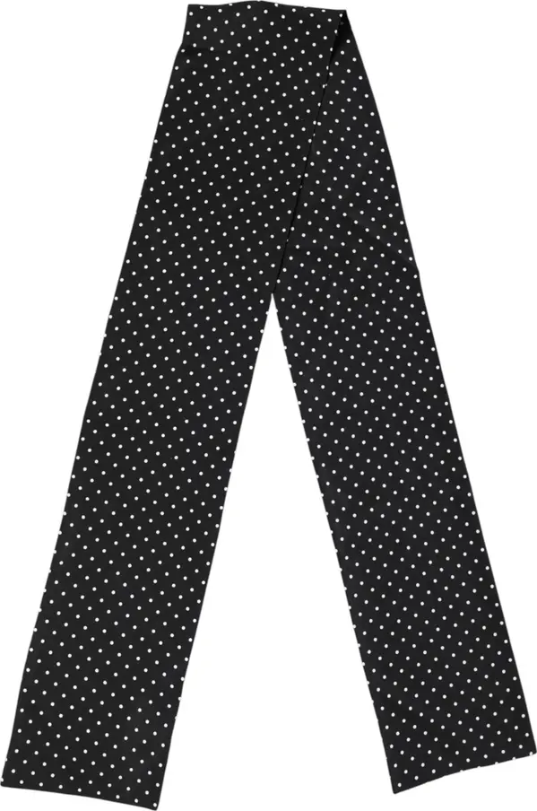 Black Polka Dot Neck Wrap Foulard 133.5cm x 12.5cm Scarf