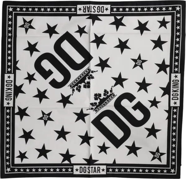 White DG Crown Print Square Foulard 52cm x 50.5cm Scarf