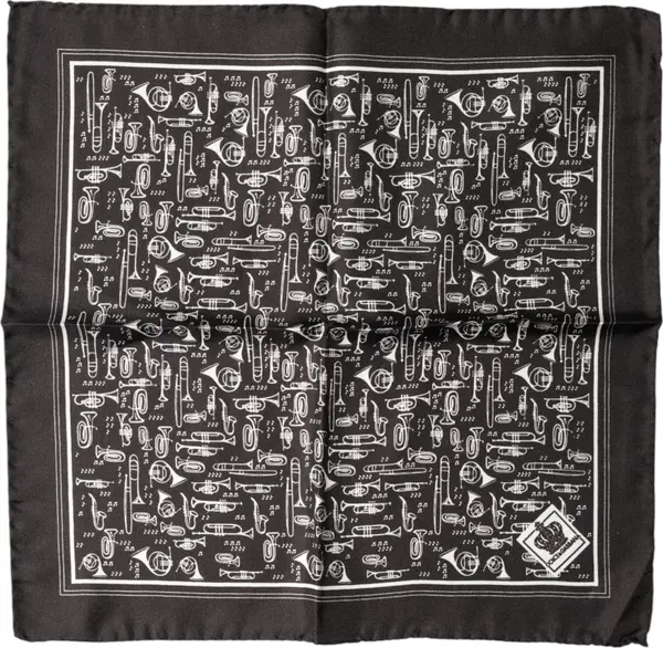 Brown Jazz Club Square Handkerchief Men 32cm x 31cm Scarf