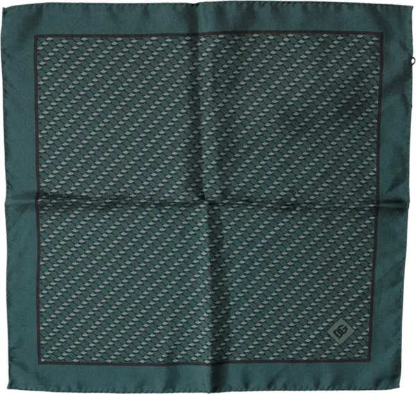 Dark Green Silk Patterned Handkerchief 32cm x 31cm Scarf