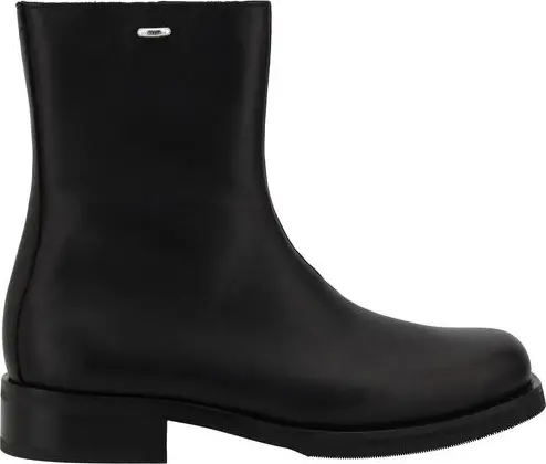 Black Calf Leather Bos Taurus Ankle Boots