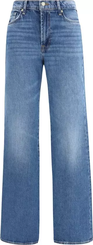 Blue Cotton Flared Jeans