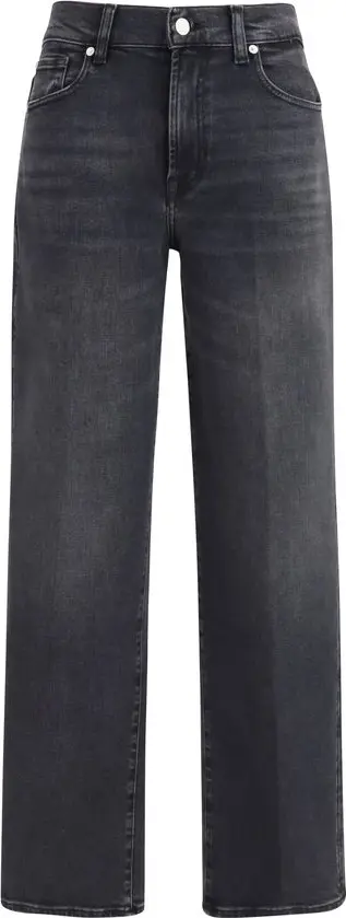 Black Cotton Straight-Leg Jeans