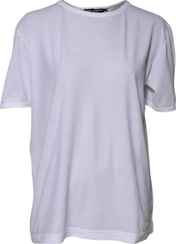 White Cotton Crew Neck Short Sleeves T-shirt