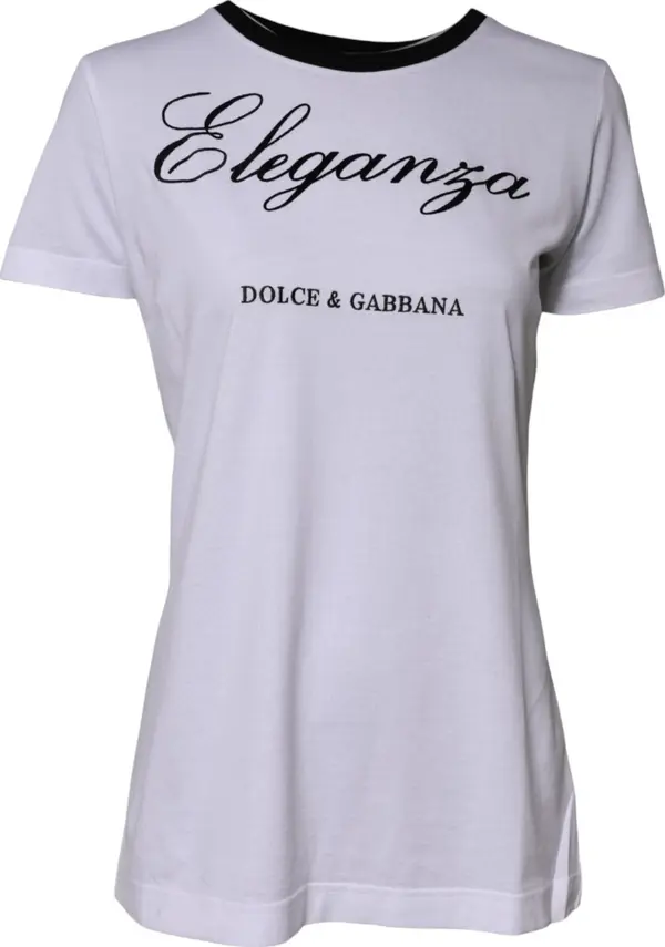 White Eleganza Cotton Crew Neck Tee T-shirt