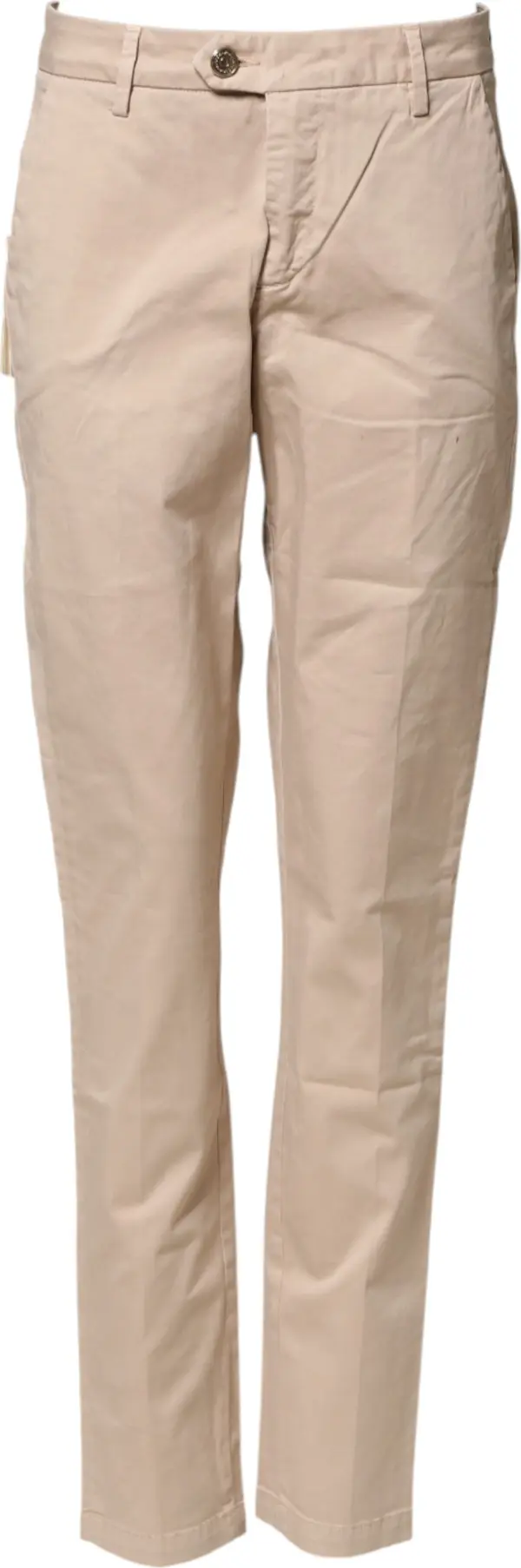 Beige Straight Mid Waist Chino Trouser Casual Pants