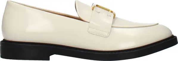 Beige Leather Slip-On Loafers