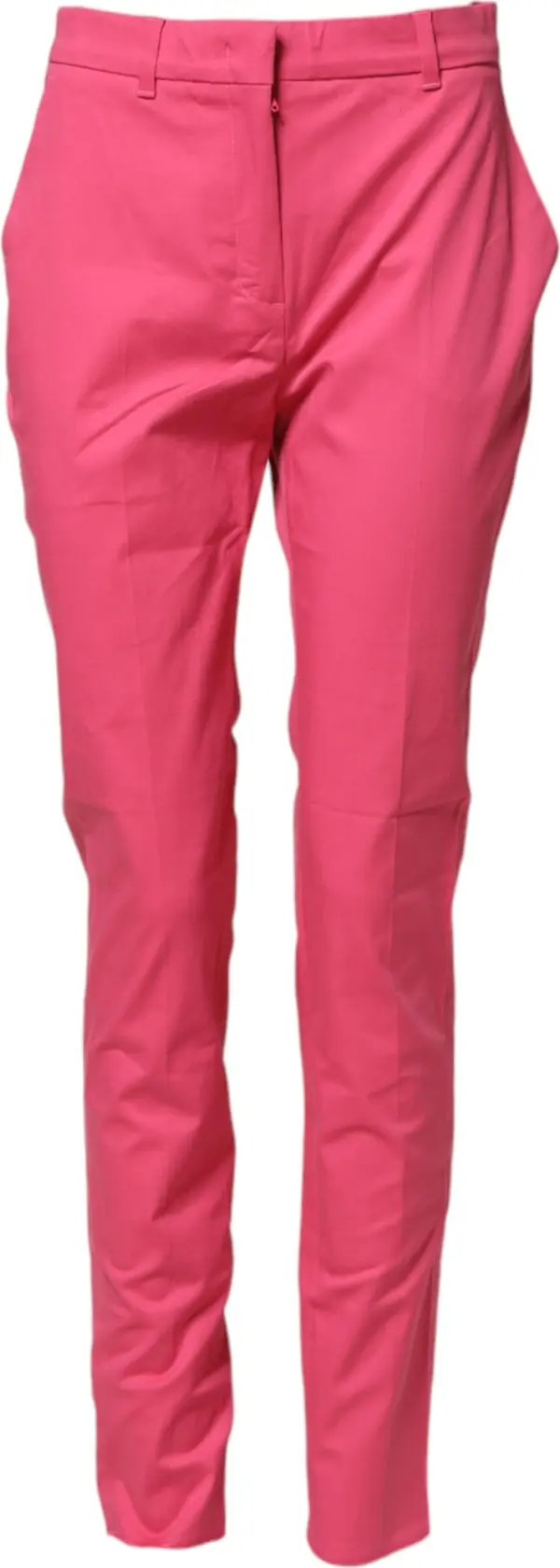 Pink Skinny High Waist Chino Trouser Pants
