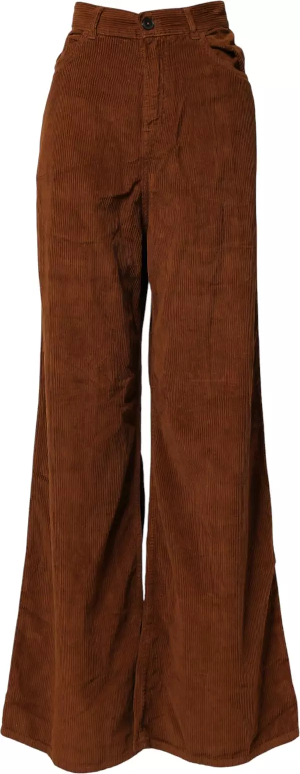Brown Wide Leg High Waist Corduroy Denim Trouser Jeans