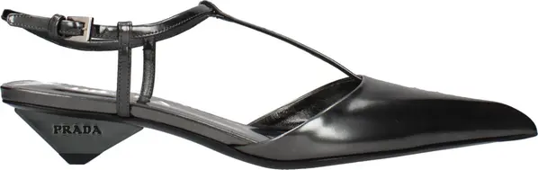Gray Leather Flat Sandals