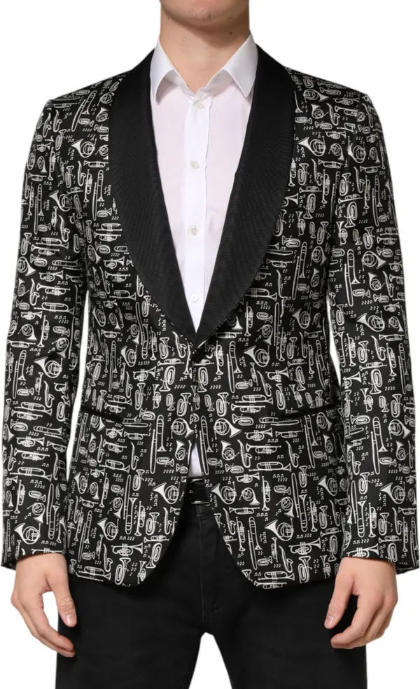 Black Jazz Club Silk Single Breasted Blazer