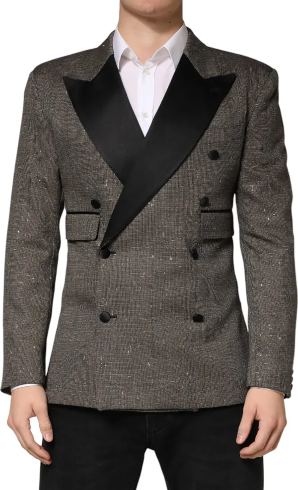 Gray Double Breasted 2 Button Jacket Blazer