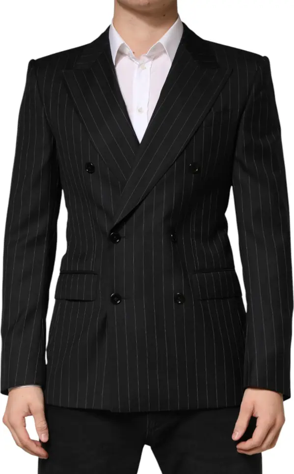 Black Stripes Double Breasted 2Button Blazer