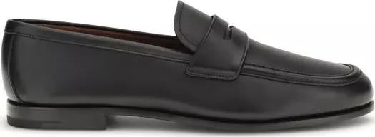 Black Calf Leather Bos Taurus Slip-On Loafers