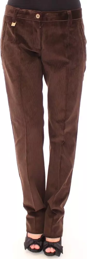 Brown Cotton Casual Pants