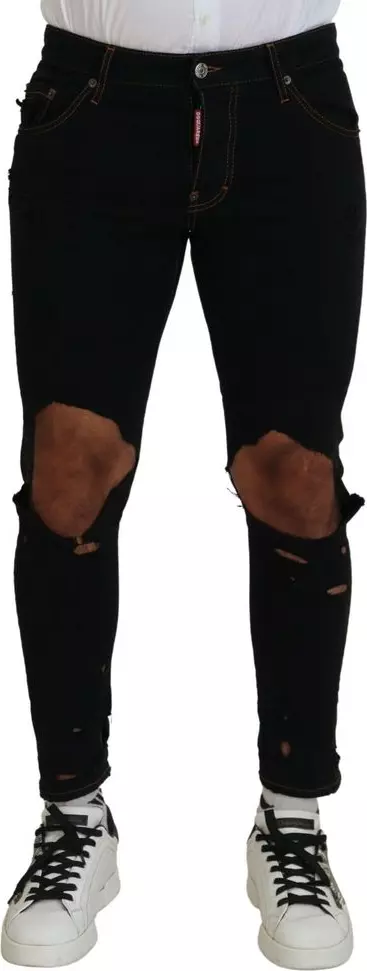 Black Cotton Skinny Pants