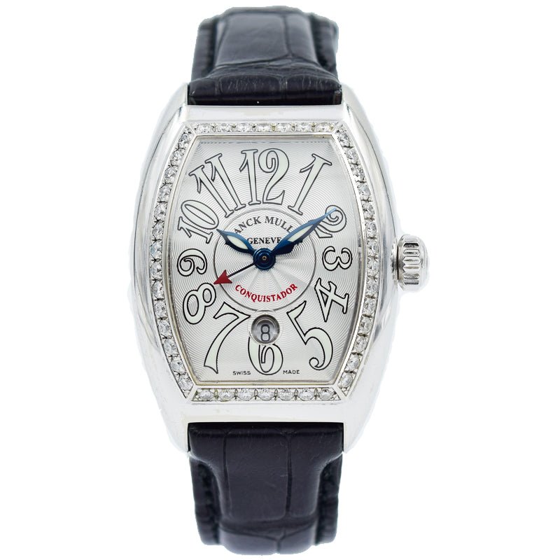 SOLD 11/2019 - Franck Muller Lady's Conquistador - 8005 L D 1R - Silver Dial w. Diamond Bezel