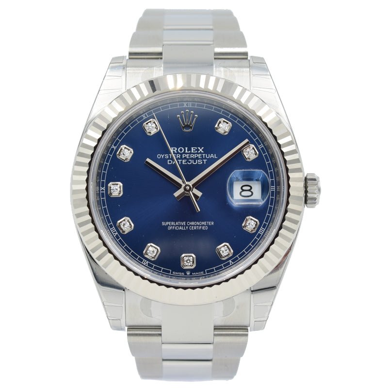 SOLD - Rolex Datejust 126334 Blue Diamond Dial Fluted Bezel - 41mm