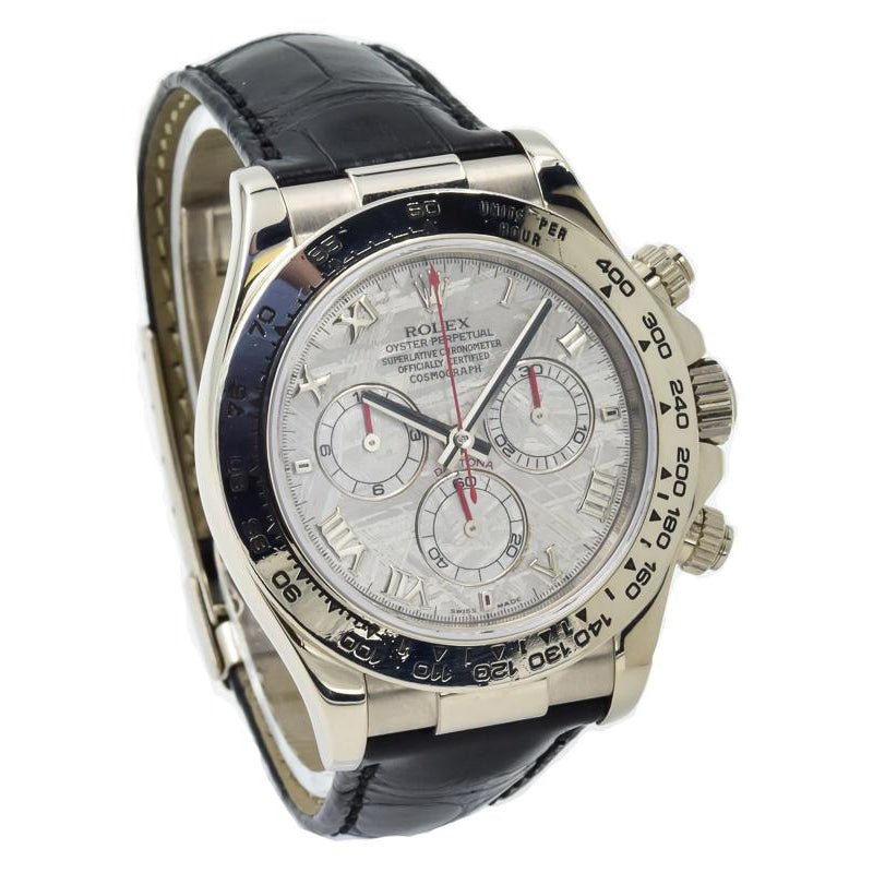 SOLD 08/2019 - Rolex Daytona Meteorite Dial - 116519 - 18k White Gold w. Black Crocodile Strap
