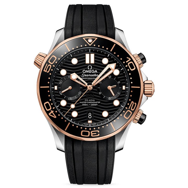 Omega Seamaster Diver 300m Steel & Sedna Gold on Rubber Strap 44mm - 210.22.44.51.01.001