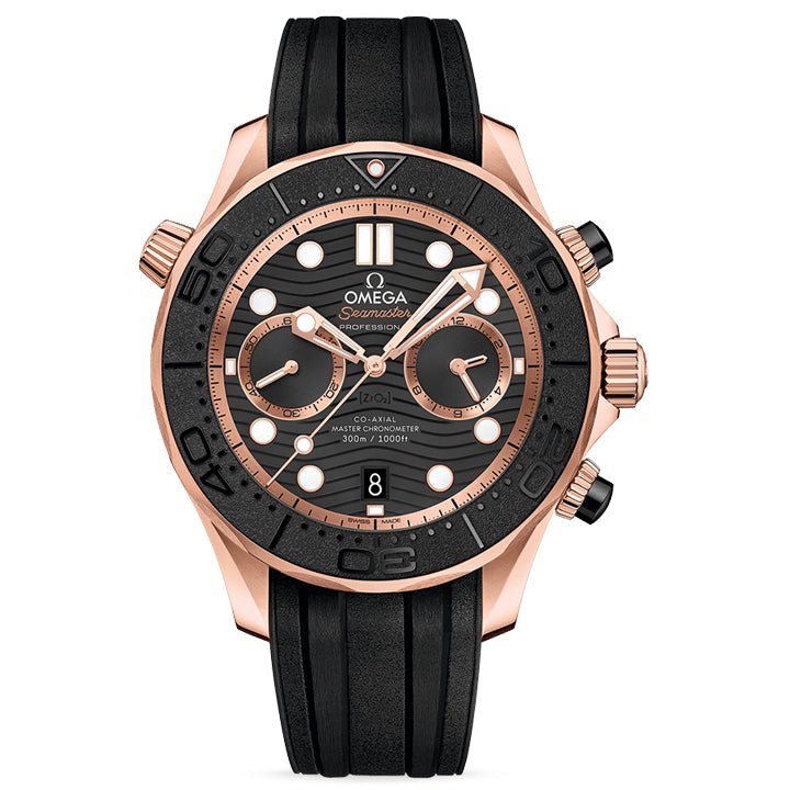 Omega Seamaster Diver 300m Sedna Gold on Rubber Strap 44mm - 210.62.44.51.01.001