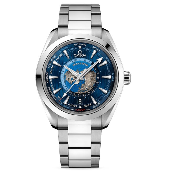 Omega Seamaster Aqua Terra 150M GMT World Timer 43mm Steel on Steel - 220.10.43.22.03.001