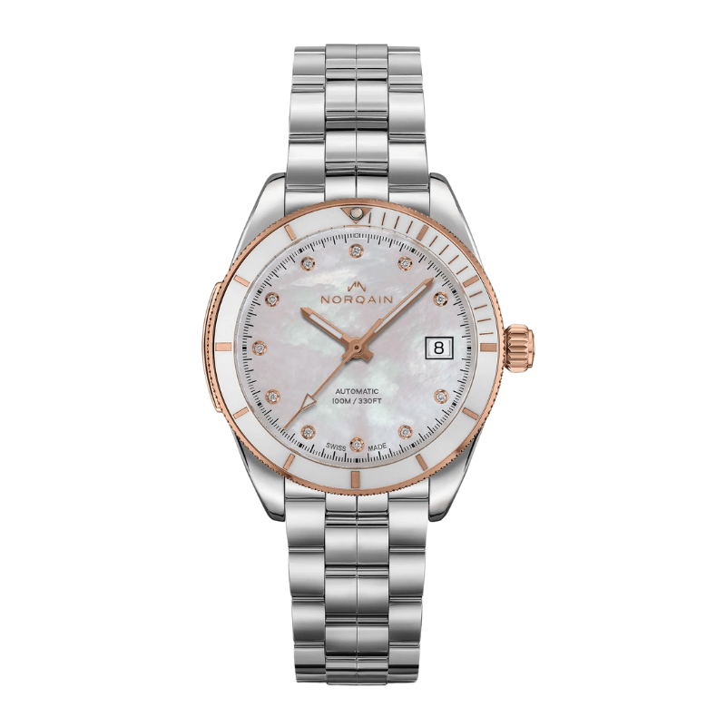 Norqain Adventure Sport 37mm Mother of Pearl Dial with Diamonds Stainless Steel Strap Watch - N1800.08S08.W01.S03