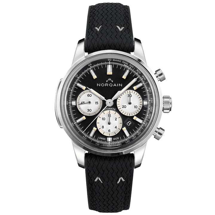 Norqain Freedom 60 Chrono 43mm Black Stainless Steel Bracelet Strap Watch - N2200.18S01.B01.S03
