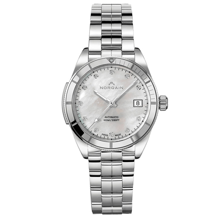 Norqain Adventure Sport 37mm Mother of Pearl & Diamond Dial Stainless Steel Strap Watch - N1800.08S14.W01.S04