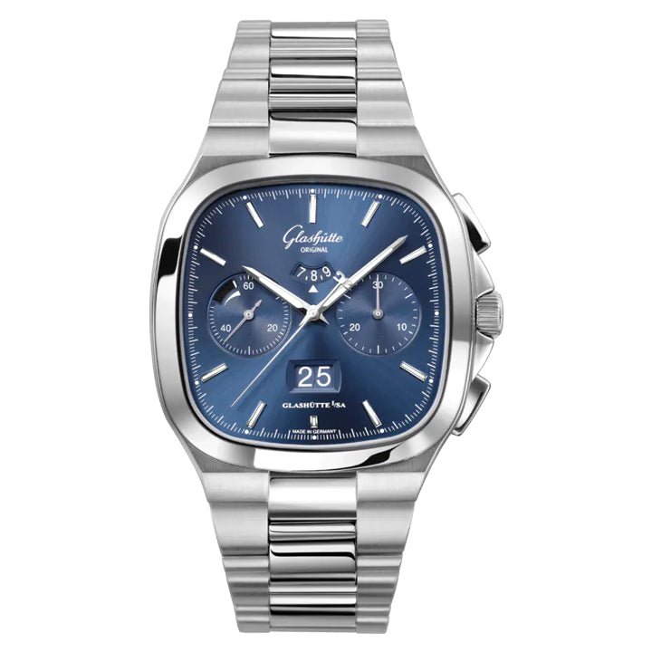 Glashutte Original Seventies Chronograph Panorama Date Blue Dial on Bracelet - 1-37-02-08-02-70