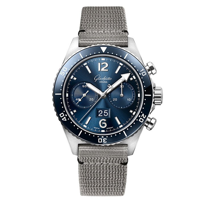 Glashutte SeaQ Chronograph on Grey Fabric Strap - 1-37-23-02-81-34