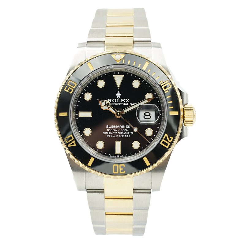 SOLD - Rolex Submariner Two-Tone Black Dial Date 41mm B&P 126613