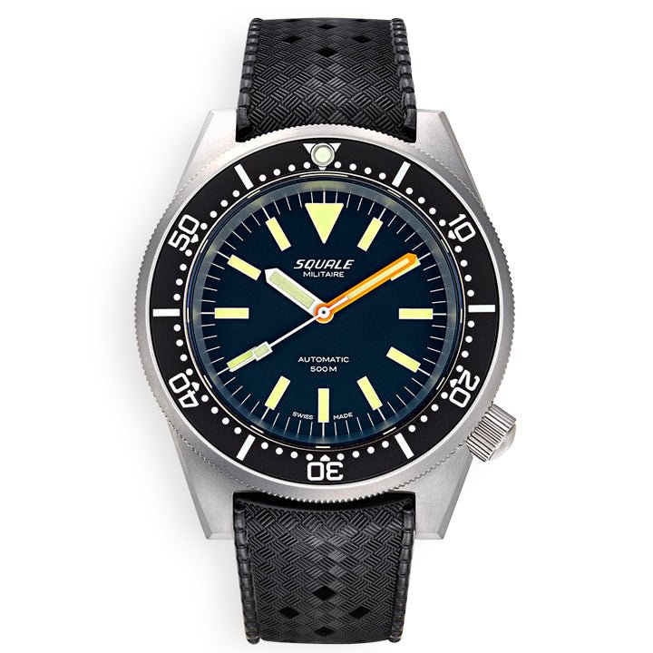 Squale 1521 Militaire Blasted on Black Rubber Strap - 1521MILBL.HT