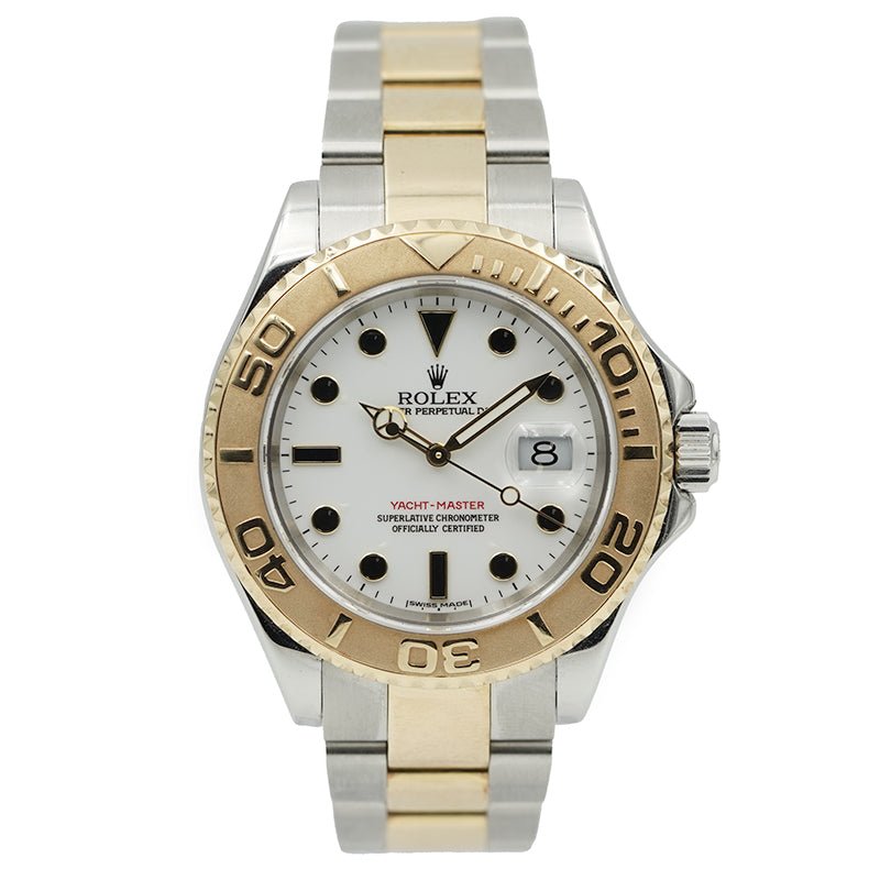 SOLD - 5/27/26 - Rolex Yacht-Master 16623 White Dial 40mm 18K Gold B&P 2005