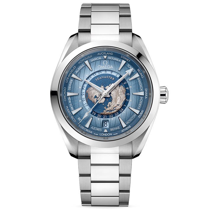 Omega Seamaster Aqua Terra 150M GMT World Timer 43mm Summer Blue - 220.10.43.22.03.002