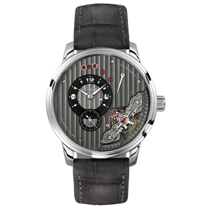 Glashutte Original PanoMaticInverse Black Leather Strap Fold Fastener Watch - 1-66-06-04-22-64