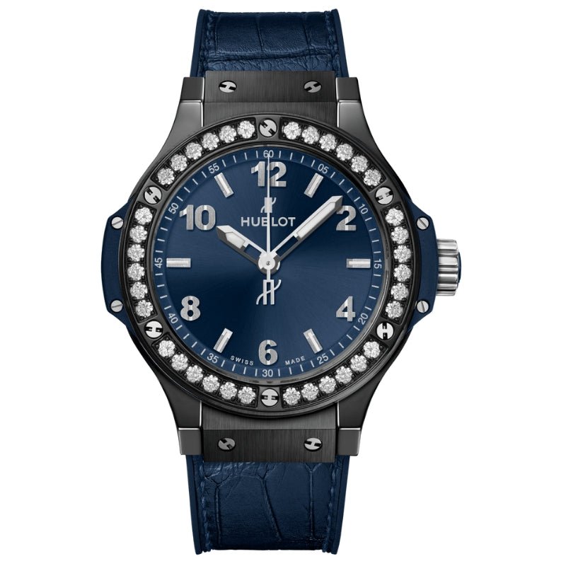 Hublot Big Bang Original Black Ceramic Blue Dial Diamonds - 361.CM.7170.LR.1204