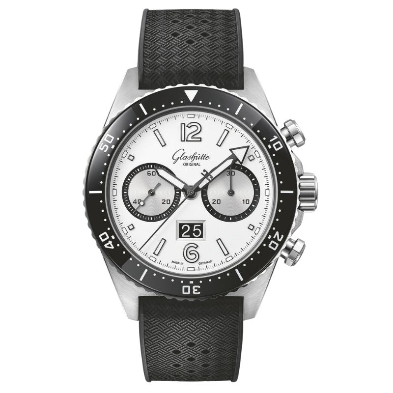 Glashutte Original Novelty SeaQ Black and Silver Black Rubber Strap Watch - 1-37-23-03-80-33