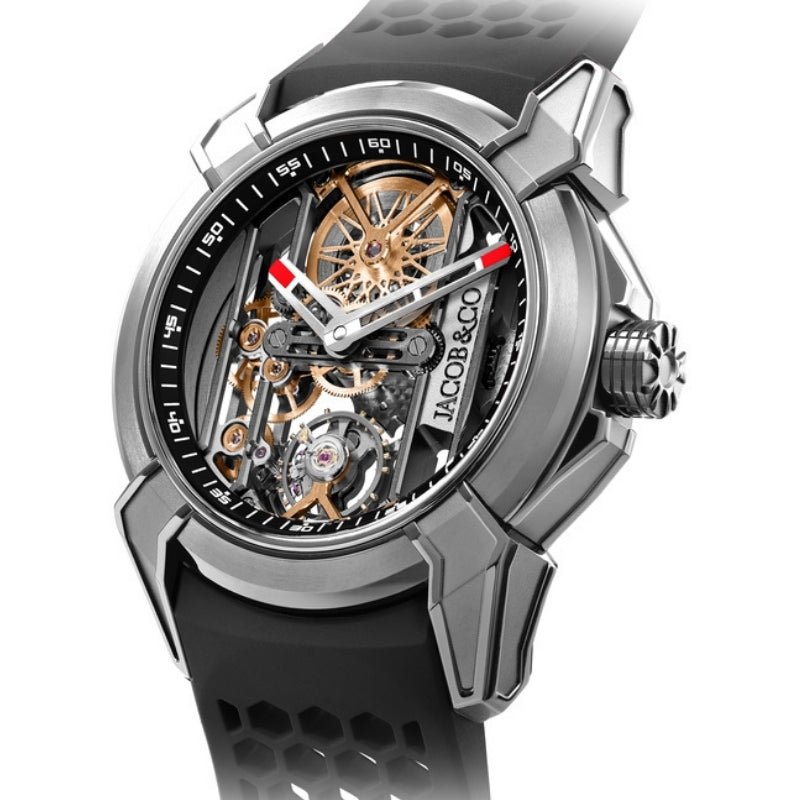 Jacob & Co. Epic X Titanium Skeleton Black Rubber Strap - EX110.20.AA.AO.A