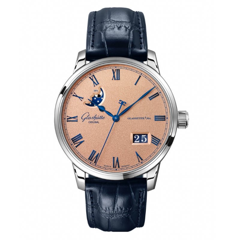 Glashutte Original Senator Excellence Panorama Date Moon Phase Leather Strap Watch - 1-36-24-04-02-61