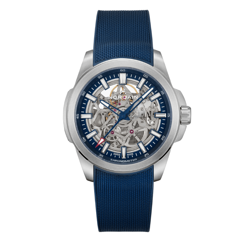 Norqain Independence Skeleton 42mm Blue Dial Blue Rubber Strap Watch - N3000S03A/301A