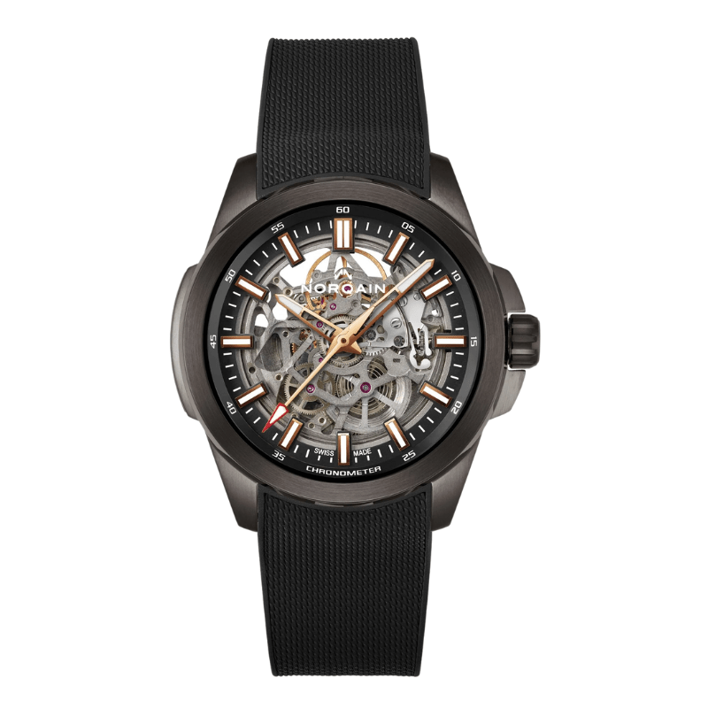 Norqain Independence Skeleton 42mm Black Dial Black Rubber Strap Watch - NB3000B03A/303