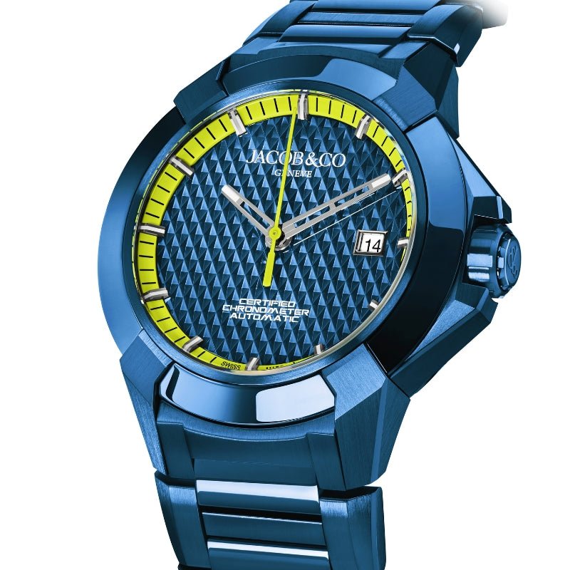 Jacob & Co. Epic X Sport Blue PVD Steel & Neon Yellow on Blue Bracelet - EX130.13.AA.AA.B13AA