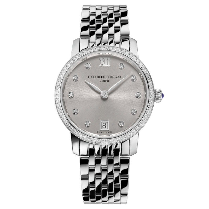 Frederique Constant Classics Stainless Steel Slimline Ladies Diamond Watch - FC-220LBD1SD26B