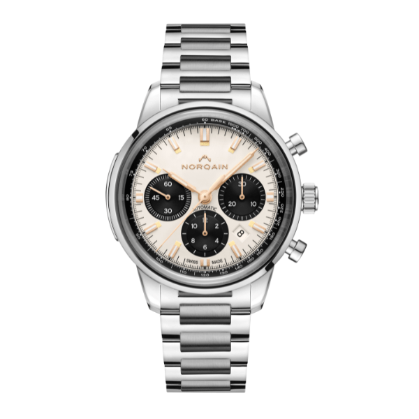 Norqain Freedom 60 Chrono 43mm Off-White Stainless Steel Bracelet Strap Watch - N2200.19S02.C01.S01