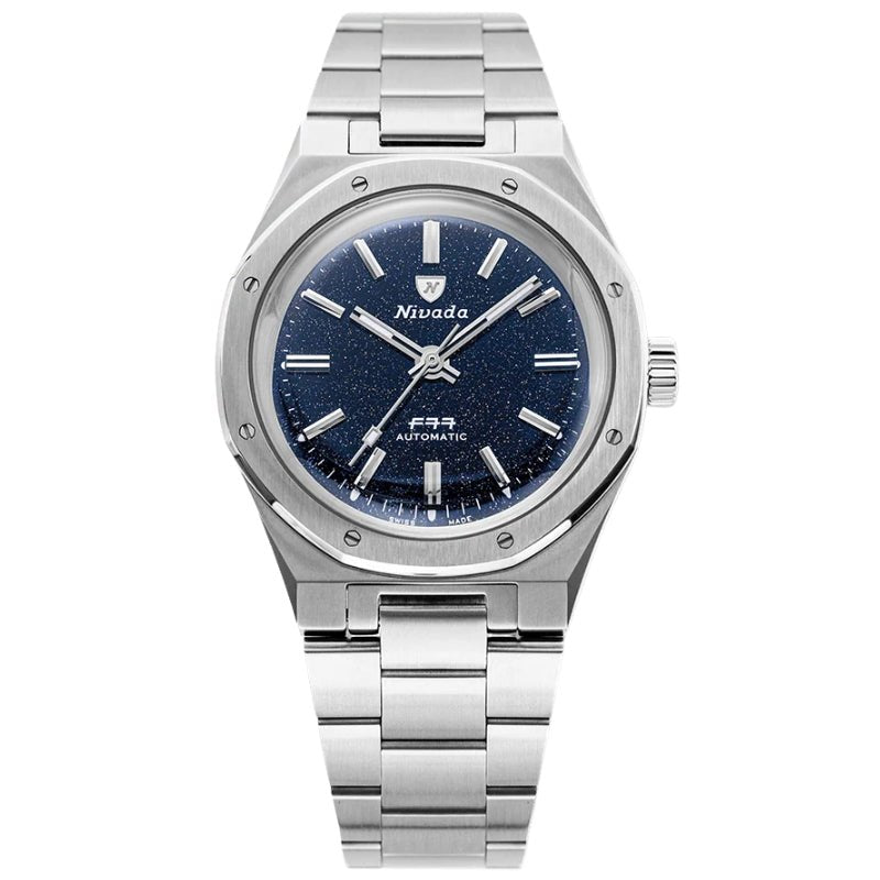 Nivada Grenchen F77 Stainless Steel Dark Blue Aventurine - 68010A77