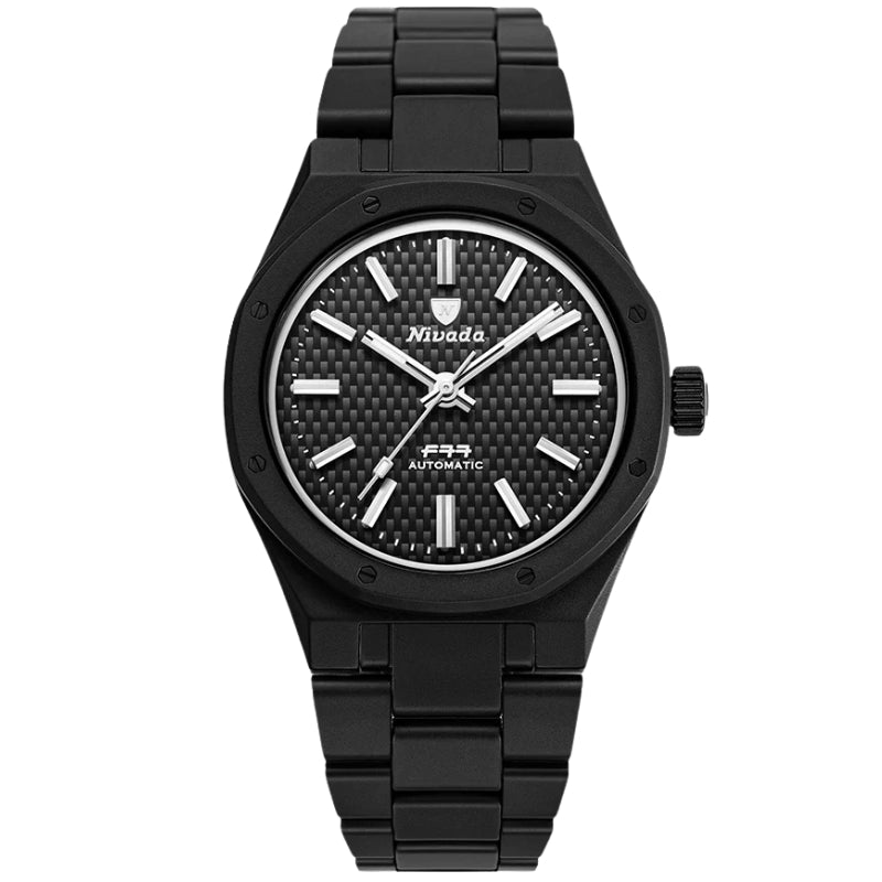 Nivada Grenchen F77 Black Ceramic Braided Dial - 68004A77
