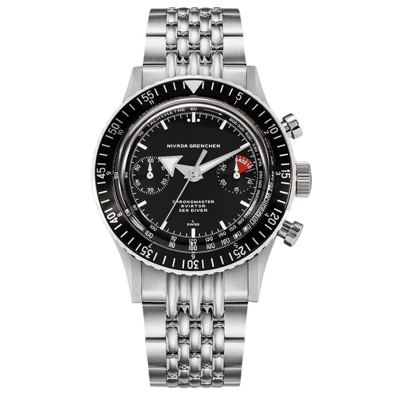 Nivada Grenchen Chronomaster White Broad Arrow Inter.Bezel 38mm - 86007WM04LC