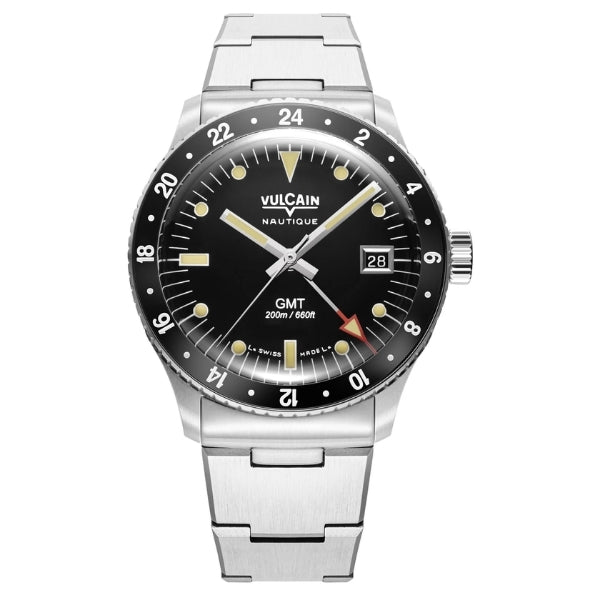 Vulcain Skindiver GMT Black Luminova Beige on Bracelet - 680174A07.BHM286